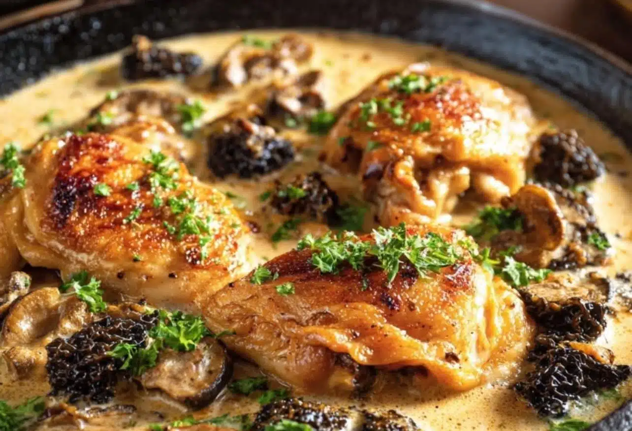 Poulet aux Morilles Rețetă franțuzească clasică și cremoasă, reinterpretată modern 🍄✨ 3 Poulet aux Morilles